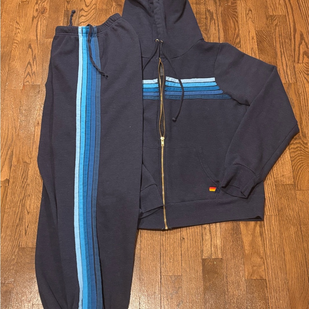 Aviator Nation XL EUC Navy Blue Stripe 2 PC Set